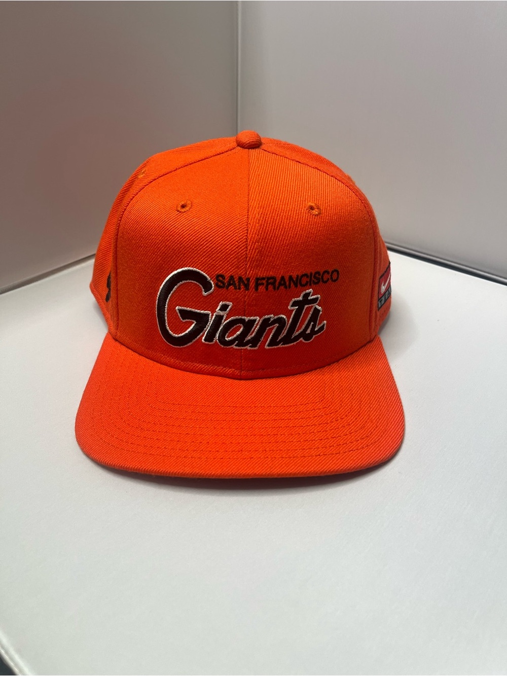Nike Team MLB San Francisco SF Giants Orange Script Snapback Hat Cap OS Vintage